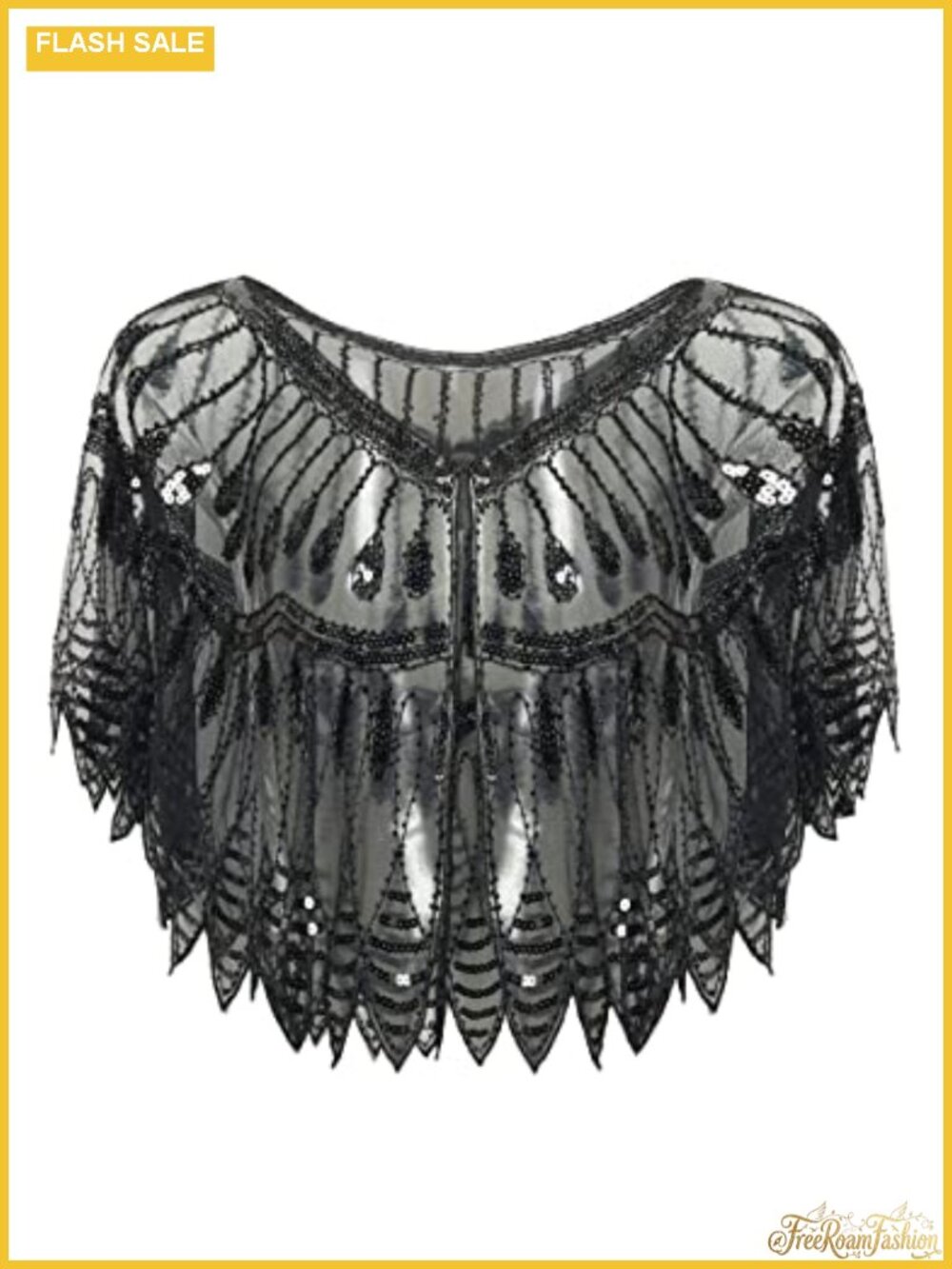 Sequin Beaded Shawl Wrap Evening Cape Bolero Flapper Cover Up